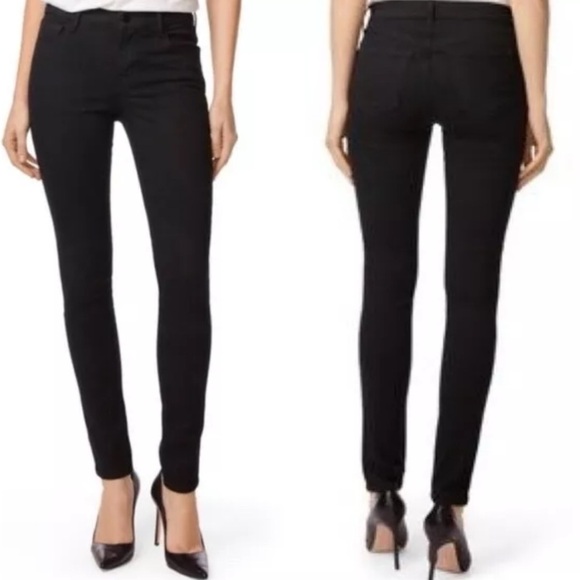 J Brand Vanity Wash Skinny Jeans Solid Black Mid Rise Stretchy Pockets Size 28 - Picture 1 of 12